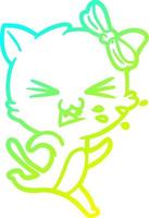 cold gradient line drawing cartoon cat vector