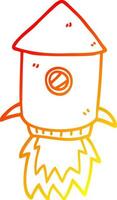 warm gradient line drawing cartoon space rocket vector