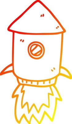 warm gradient line drawing cartoon space rocket