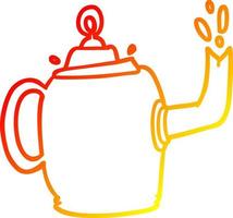 warm gradient line drawing old metal kettle vector