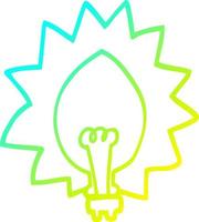 cold gradient line drawing cartoon light bulb vector