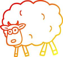 warm gradient line drawing cartoon sheep vector