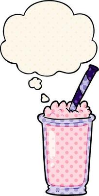 cartoon milkshake and thought bubble in comic book style