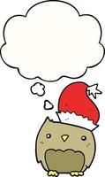 cute christmas owl and thought bubble vector