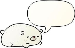 cute cartoon polar bear and speech bubble in smooth gradient style vector