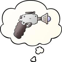 cartoon ray gun and thought bubble in smooth gradient style vector