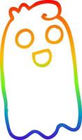 rainbow gradient line drawing cartoon ghost vector