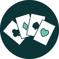 iconic tattoo style image of a run of cards vector