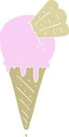 flat color illustration of ice cream cone vector