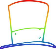 sombrero de copa de dibujos animados de dibujo de línea de degradado de arco iris vector