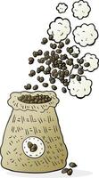 freehand drawn cartoon bag of coffee beans vector