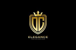 initial OC elegant luxury monogram logo or badge template with scrolls and royal crown - perfect for luxurious branding projects vector