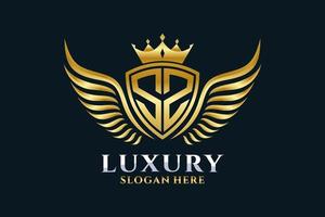 Luxury royal wing Letter SZ crest Gold color Logo vector, Victory logo, crest logo, wing logo, vector logo template.