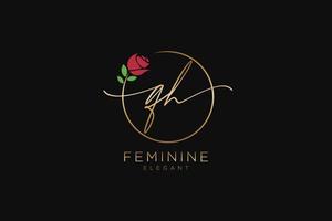 initial QH Feminine logo beauty monogram and elegant logo design, handwriting logo of initial signature, wedding, fashion, floral and botanical with creative template. vector