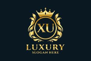 Initial XU Letter Royal Luxury Logo template in vector art for luxurious branding projects and other vector illustration.