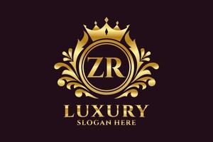 Initial ZR Letter Royal Luxury Logo template in vector art for luxurious branding projects and other vector illustration.