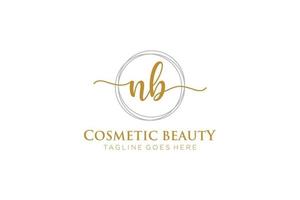 initial NB Feminine logo beauty monogram and elegant logo design, handwriting logo of initial signature, wedding, fashion, floral and botanical with creative template. vector