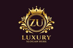 Initial ZU Letter Royal Luxury Logo template in vector art for luxurious branding projects and other vector illustration.