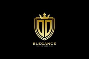 initial OO elegant luxury monogram logo or badge template with scrolls and royal crown - perfect for luxurious branding projects vector