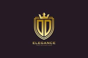 initial OD elegant luxury monogram logo or badge template with scrolls and royal crown - perfect for luxurious branding projects vector