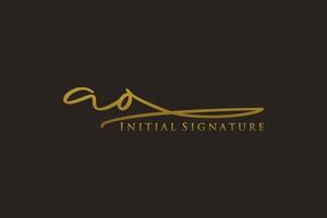 Initial AO Letter Signature Logo Template elegant design logo. Hand drawn Calligraphy lettering Vector illustration.