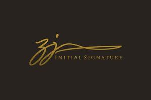 Initial ZJ Letter Signature Logo Template elegant design logo. Hand drawn Calligraphy lettering Vector illustration.