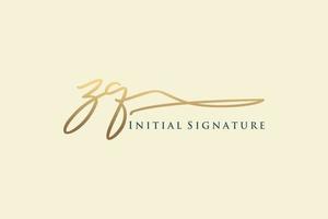 Initial ZQ Letter Signature Logo Template elegant design logo. Hand drawn Calligraphy lettering Vector illustration.