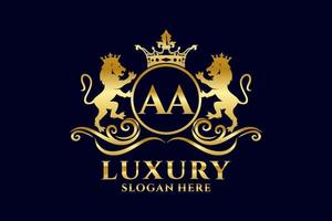 Initial AA Letter Lion Royal Luxury Logo template in vector art for luxurious branding projects and other vector illustration.