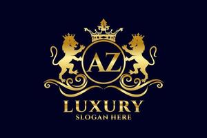 Initial AZ Letter Lion Royal Luxury Logo template in vector art for luxurious branding projects and other vector illustration.