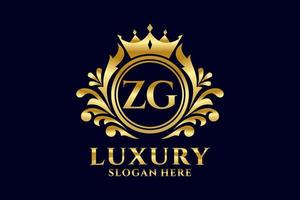 Initial ZG Letter Royal Luxury Logo template in vector art for luxurious branding projects and other vector illustration.