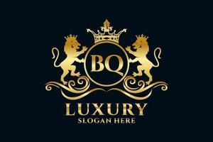 Initial BQ Letter Lion Royal Luxury Logo template in vector art for luxurious branding projects and other vector illustration.