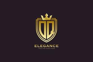 initial OQ elegant luxury monogram logo or badge template with scrolls and royal crown - perfect for luxurious branding projects vector