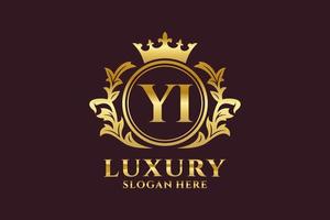 Initial YI Letter Royal Luxury Logo template in vector art for luxurious branding projects and other vector illustration.