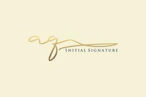 Initial AQ Letter Signature Logo Template elegant design logo. Hand drawn Calligraphy lettering Vector illustration.