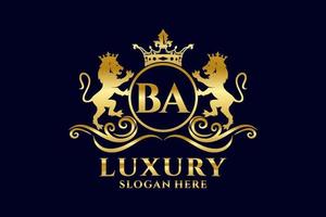 Initial BA Letter Lion Royal Luxury Logo template in vector art for luxurious branding projects and other vector illustration.