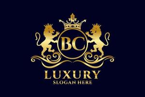 Initial BC Letter Lion Royal Luxury Logo template in vector art for luxurious branding projects and other vector illustration.