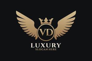 Luxury royal wing Letter VD crest Gold color Logo vector, Victory logo, crest logo, wing logo, vector logo template.