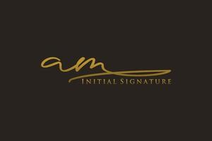 Initial AM Letter Signature Logo Template elegant design logo. Hand drawn Calligraphy lettering Vector illustration.