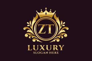 Initial ZT Letter Royal Luxury Logo template in vector art for luxurious branding projects and other vector illustration.