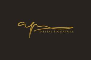 Initial AP Letter Signature Logo Template elegant design logo. Hand drawn Calligraphy lettering Vector illustration.