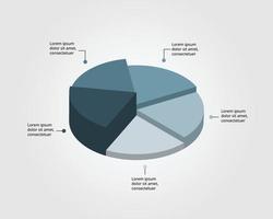 circle step template for infographic for presentation for 5 element vector