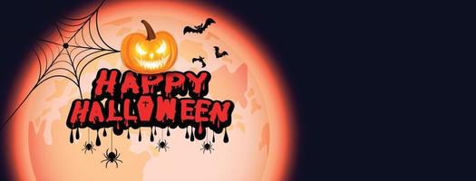 Happy Halloween, Zombie hands and Bats, Holiday lettering for banner, Vector illustration.