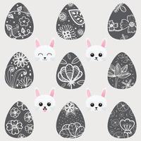 Easter egg design doodle with bunny face vector