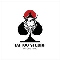 tattoo studio logo mask and ace of spades vector