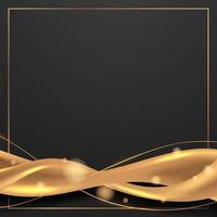 abstract smooth golden 3d silk fabric ribbon for luxury elegant with dark background vector