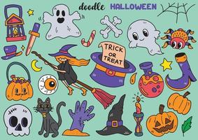 estilo dibujado a mano objetos de halloween doodle objetos ilustración vectorial vector