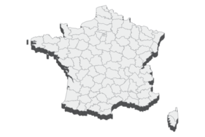 Ilustración de mapa 3d de los departamentos de Francia png