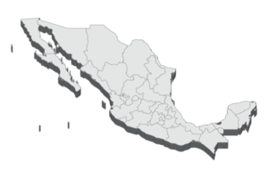 3D map illustration of Mexico png