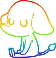rainbow gradient line drawing cute cartoon elephant vector