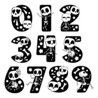 Cute Skeleton Decorative Number theme Halloween. vector